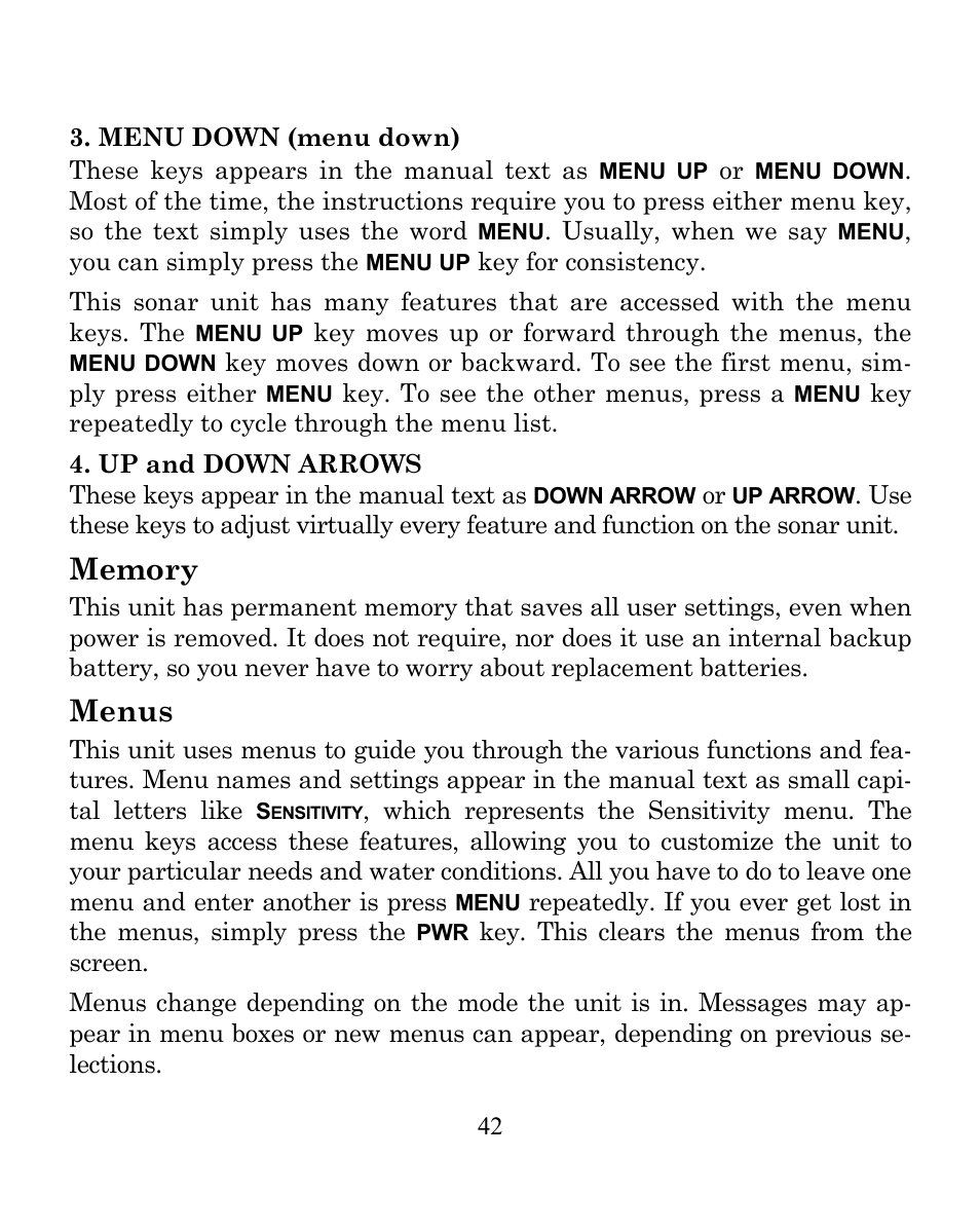 Menus | Eagle Electronics FISHEASY 240 User Manual | Page 48 / 92
