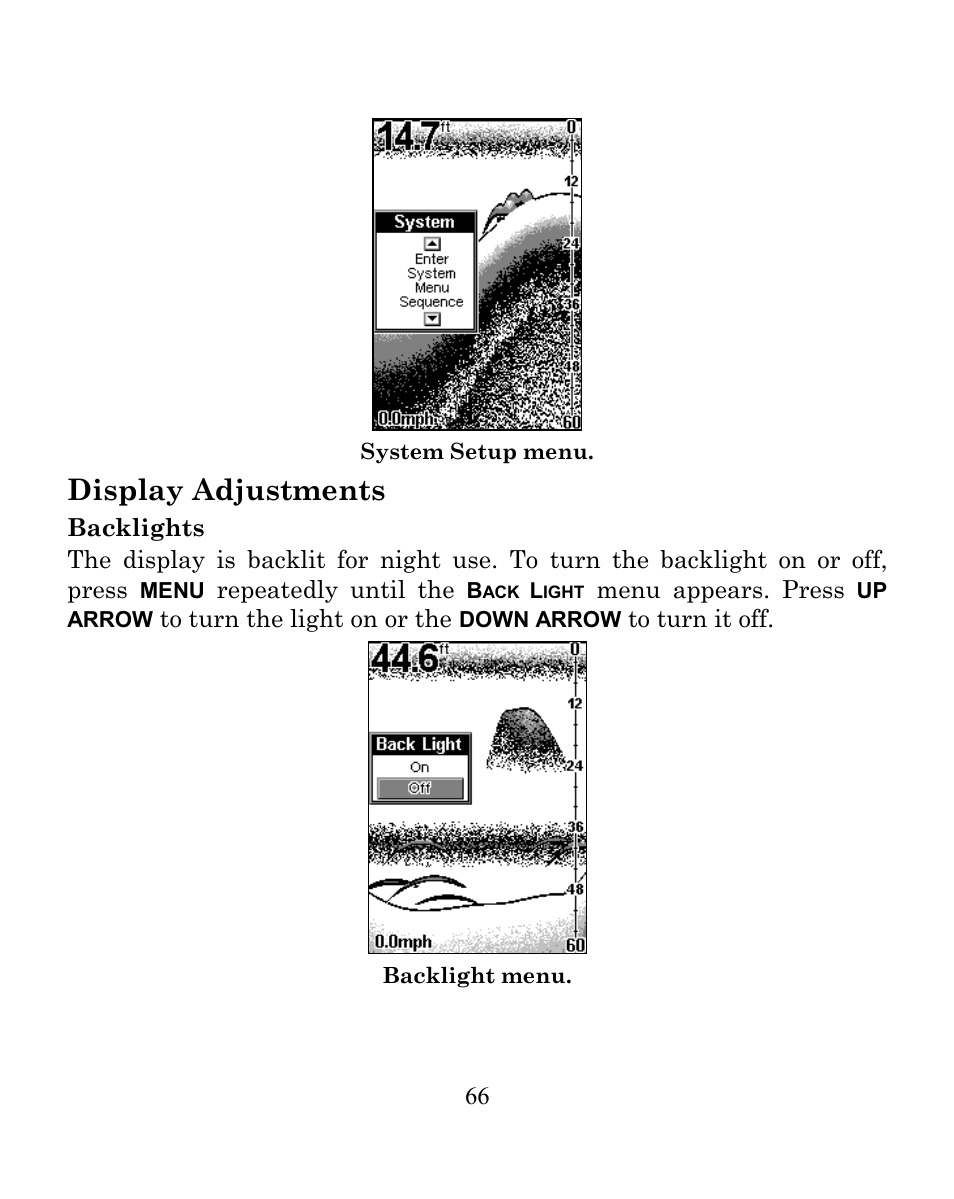 Display adjustments | Eagle Electronics FISHEASY 240 User Manual | Page 72 / 92