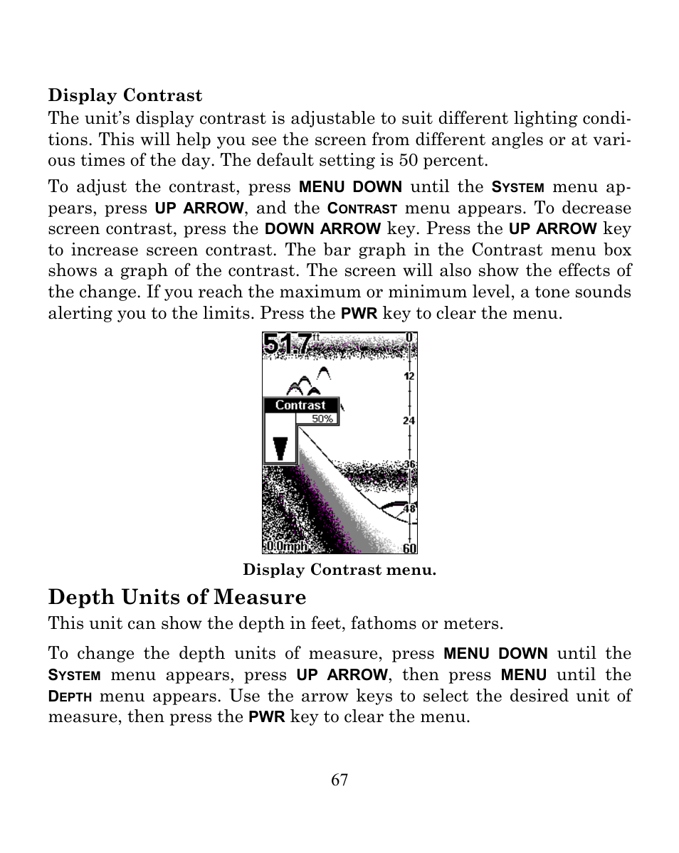 Depth units of measure | Eagle Electronics FISHEASY 240 User Manual | Page 73 / 92