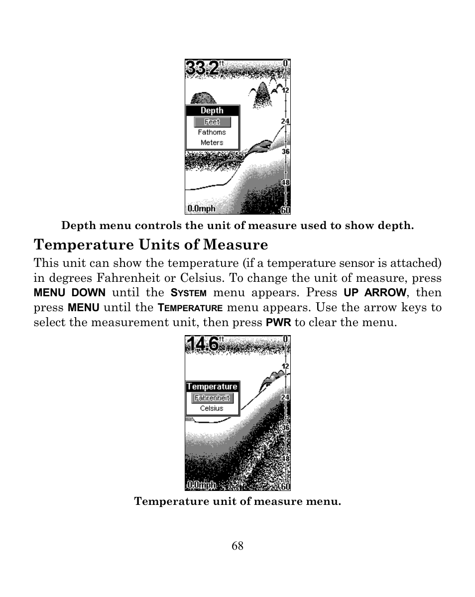 Temperature units of measure | Eagle Electronics FISHEASY 240 User Manual | Page 74 / 92