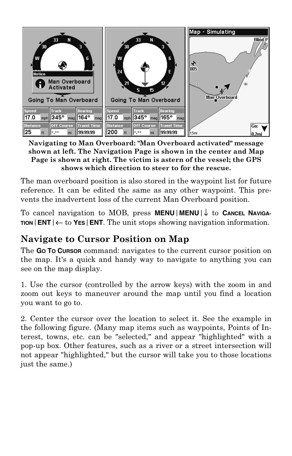 Navigate to cursor position on map | Eagle Electronics FishElite User Manual | Page 121 / 204