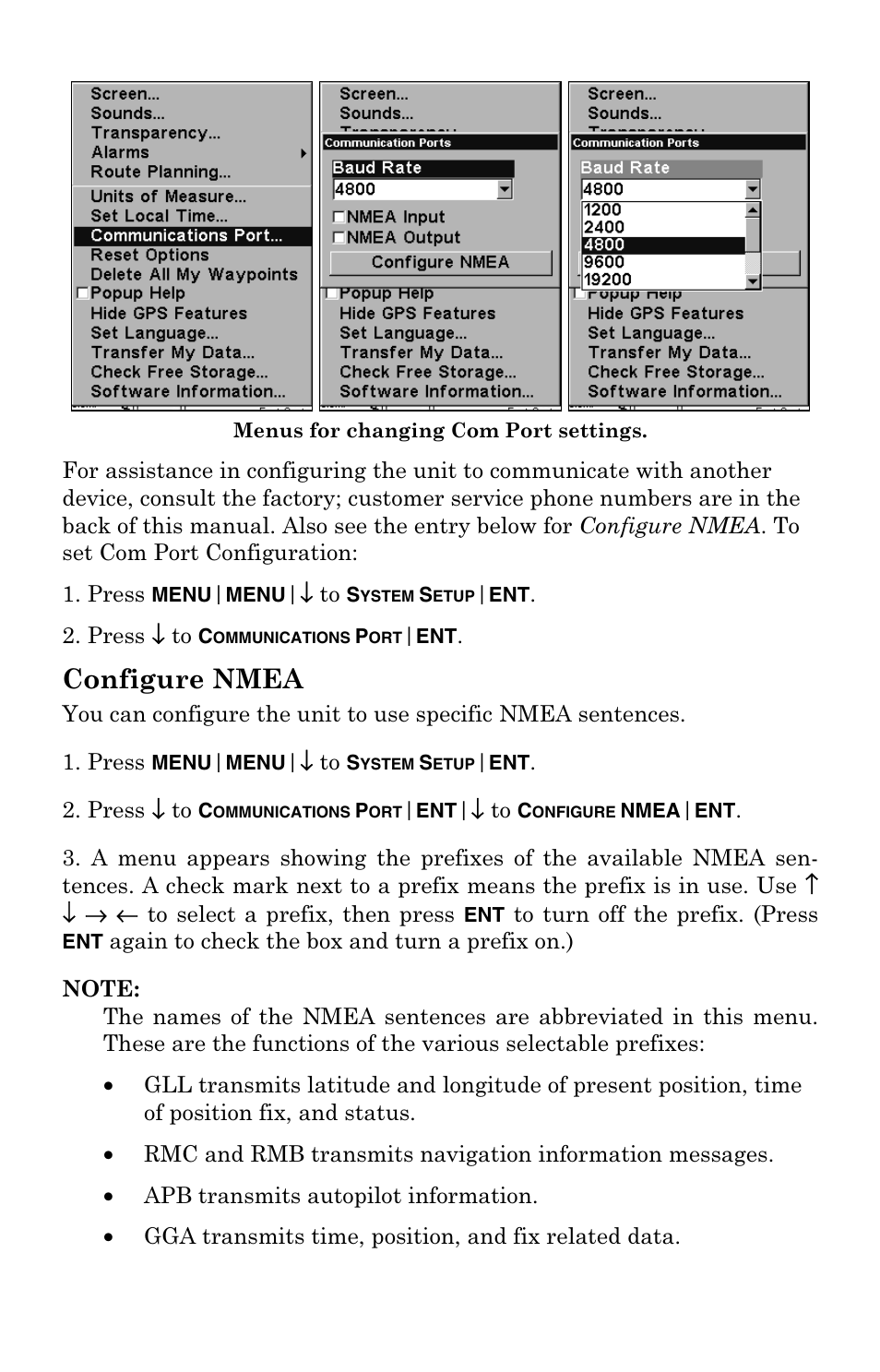 Configure nmea | Eagle Electronics FishElite User Manual | Page 149 / 204