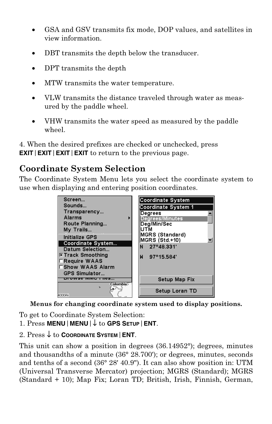 Coordinate system selection | Eagle Electronics FishElite User Manual | Page 150 / 204