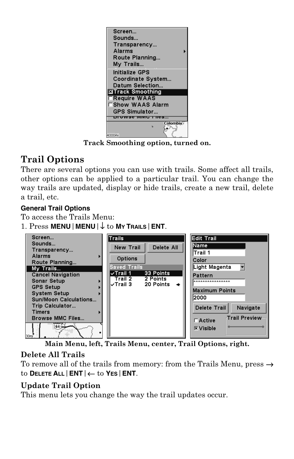 Trail options | Eagle Electronics FishElite User Manual | Page 172 / 204