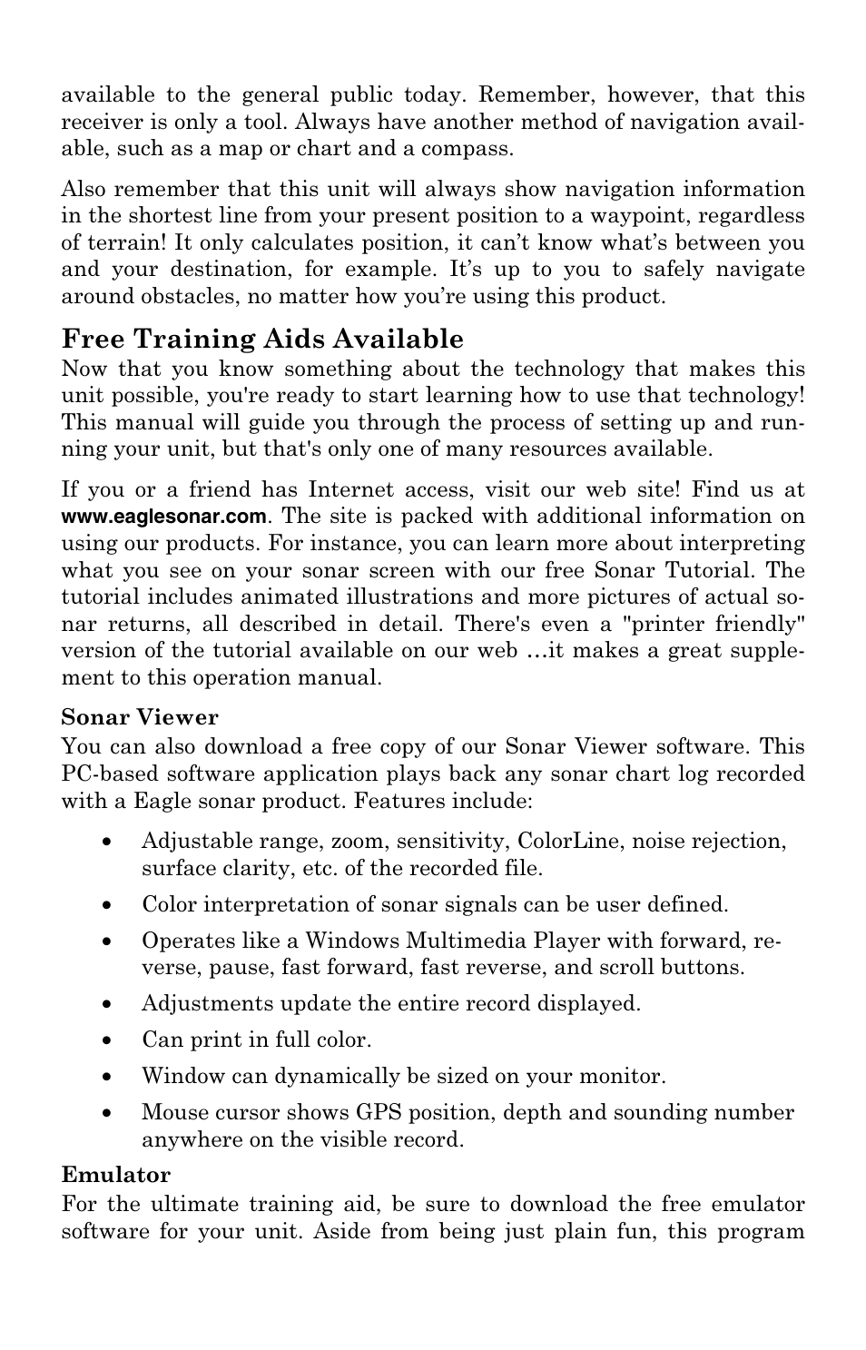 Free training aids available | Eagle Electronics FishElite User Manual | Page 18 / 204