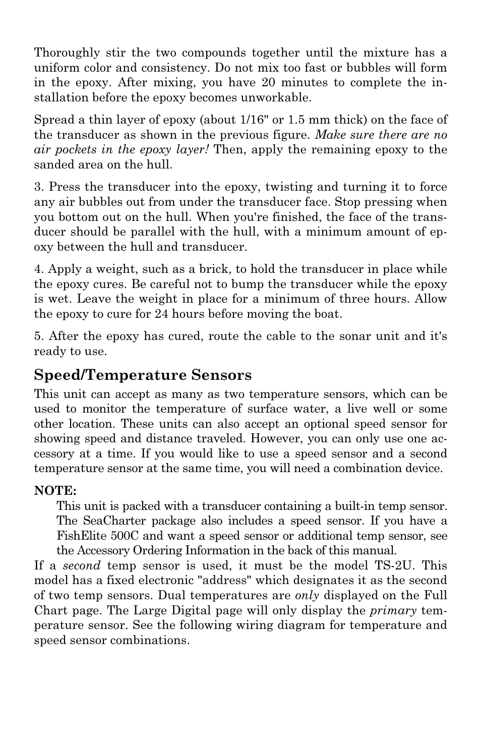 Speed/temperature sensors | Eagle Electronics FishElite User Manual | Page 37 / 204