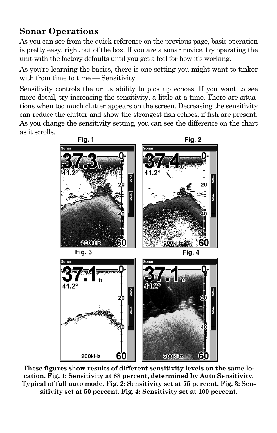 Sonar operations | Eagle Electronics FishElite User Manual | Page 58 / 204