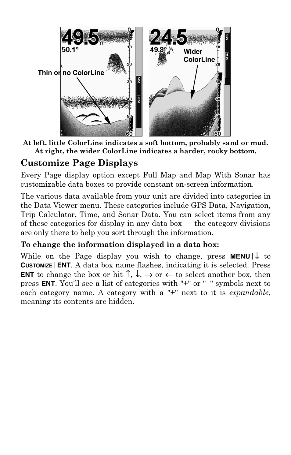 Customize page displays | Eagle Electronics FishElite User Manual | Page 68 / 204