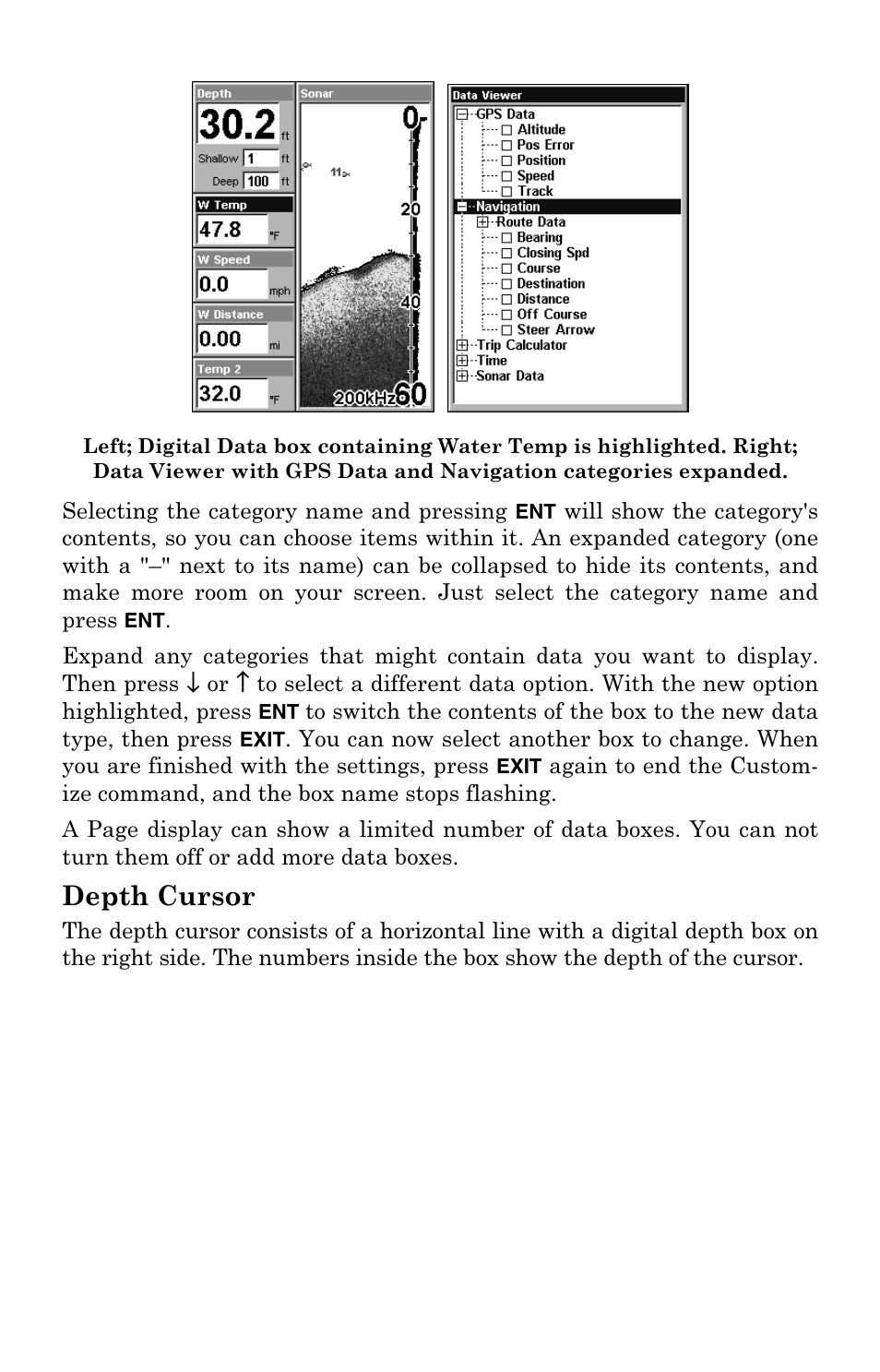 Depth cursor | Eagle Electronics FishElite User Manual | Page 69 / 204