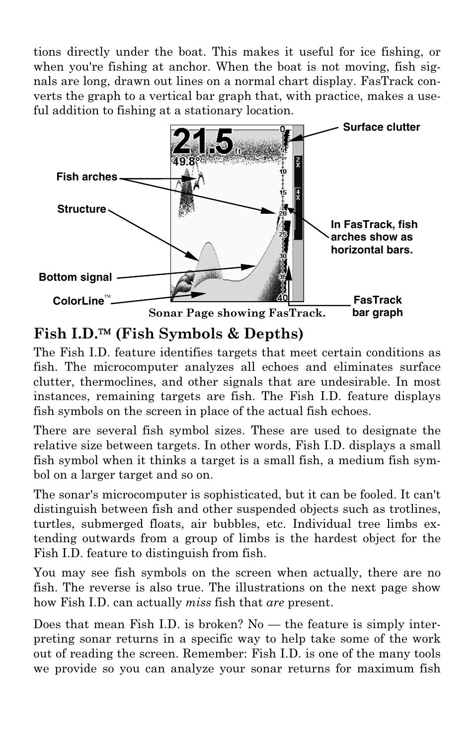 Fish i.d.  (fish symbols & depths) | Eagle Electronics FishElite User Manual | Page 72 / 204