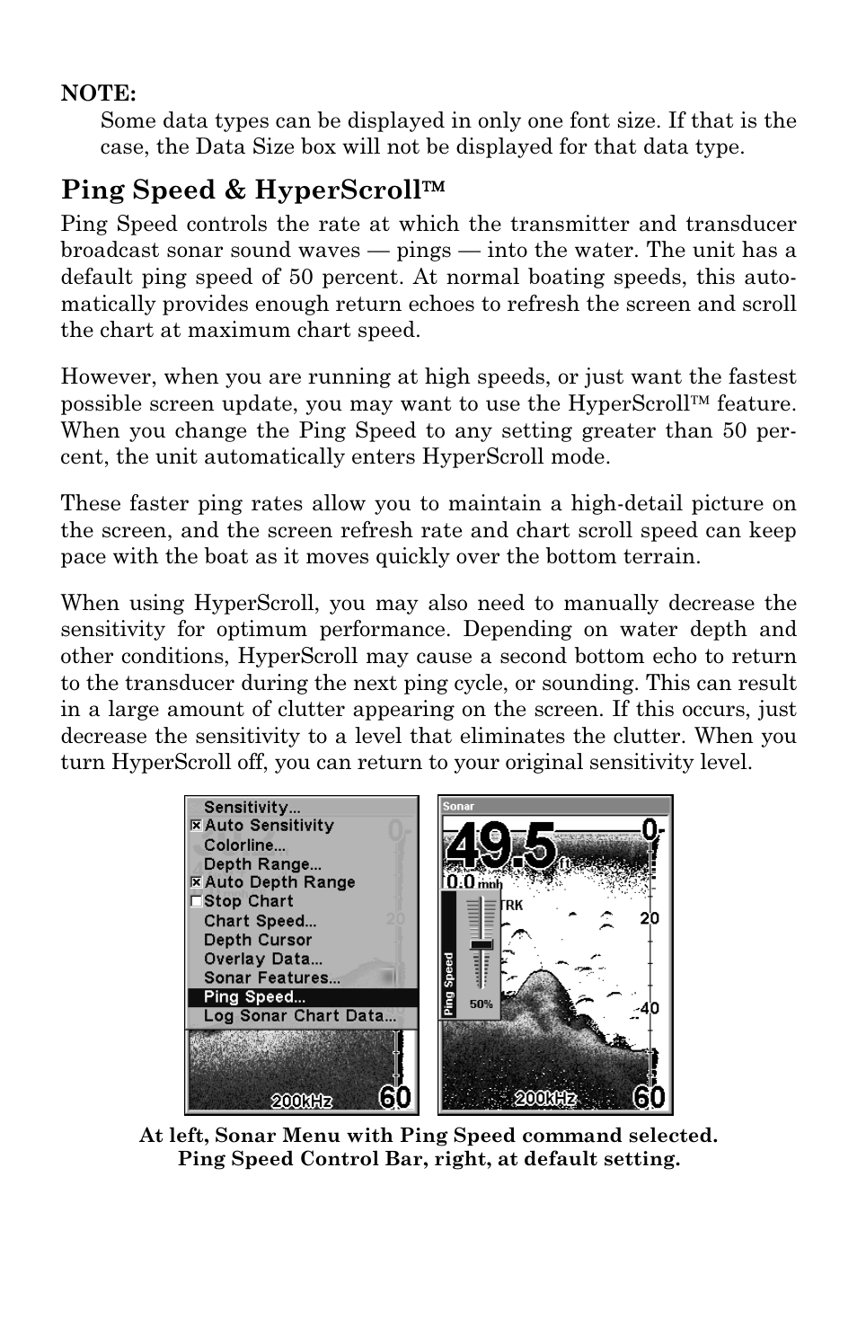 Ping speed & hyperscroll | Eagle Electronics FishElite User Manual | Page 80 / 204