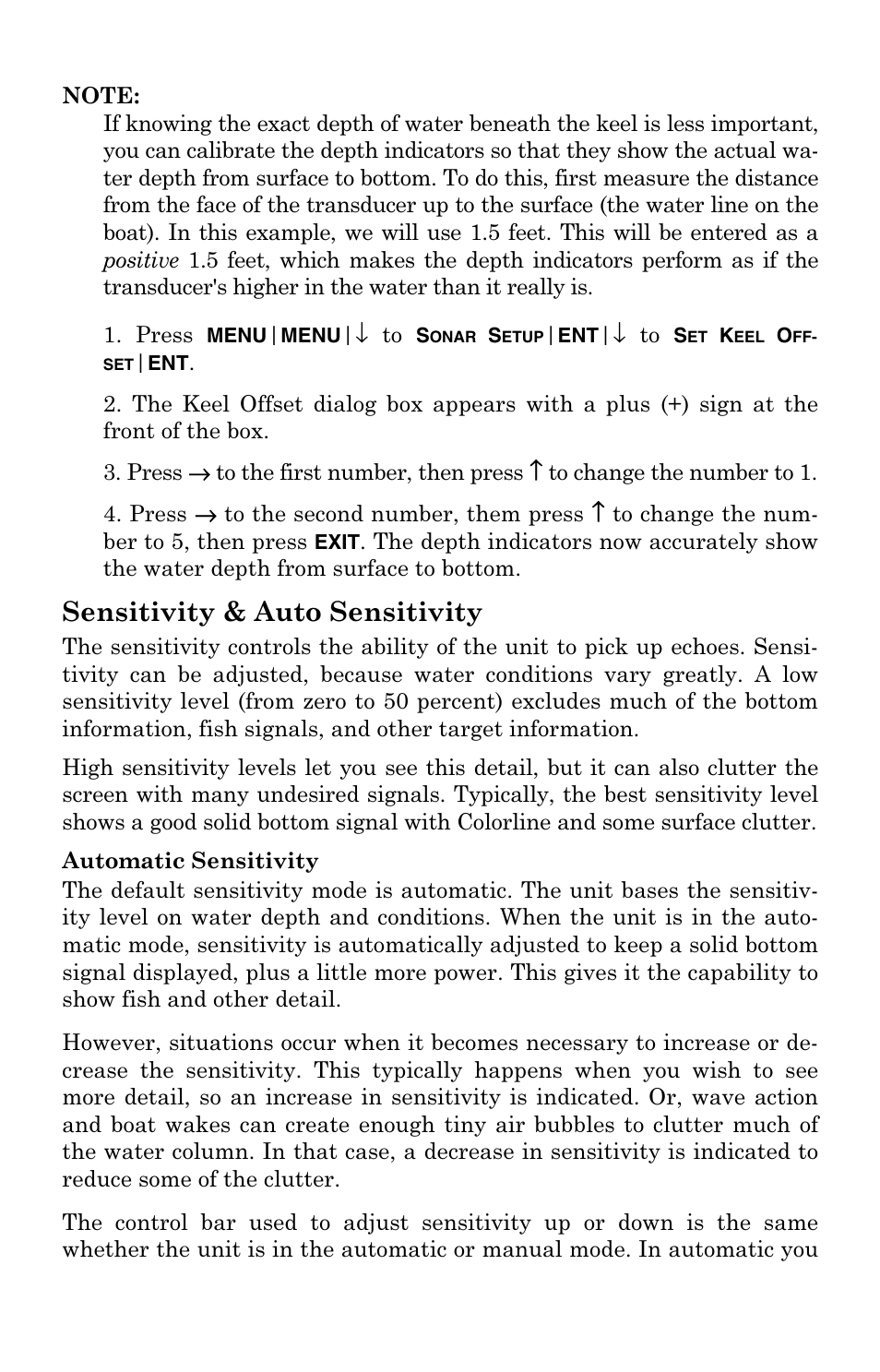 Sensitivity & auto sensitivity | Eagle Electronics FishElite User Manual | Page 83 / 204