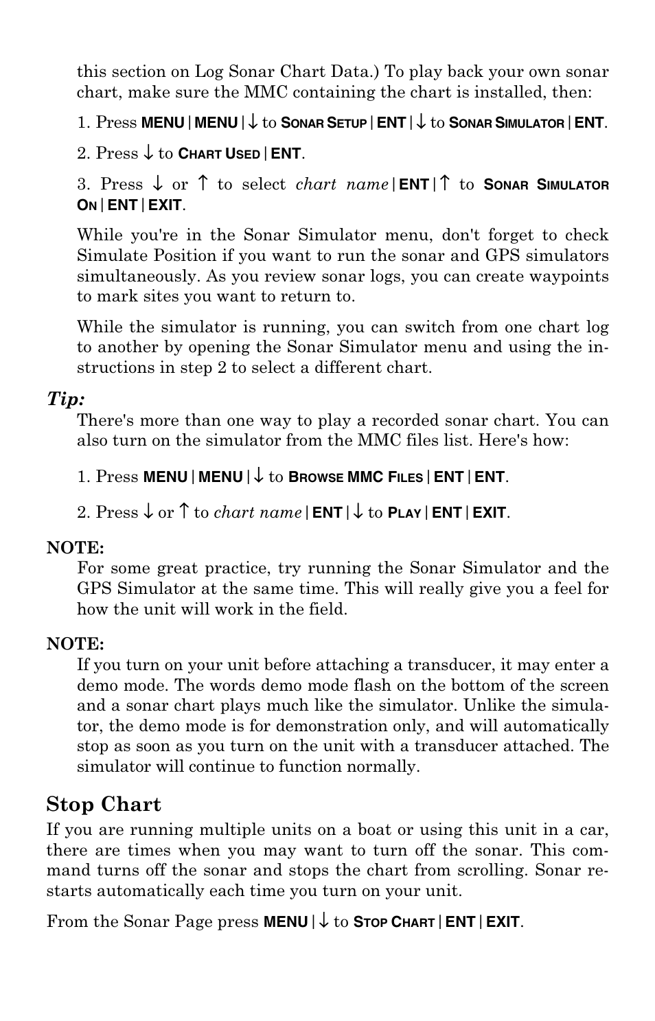 Stop chart | Eagle Electronics FishElite User Manual | Page 91 / 204