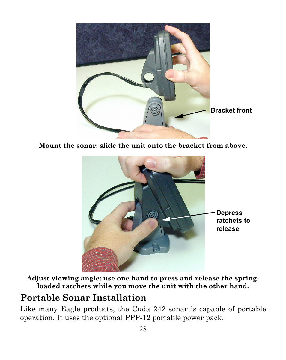 Portable sonar installation | Eagle Electronics CUDA 242 User Manual | Page 32 / 72