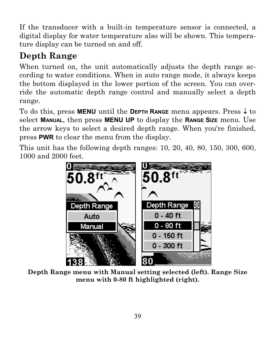 Depth range | Eagle Electronics CUDA 242 User Manual | Page 43 / 72