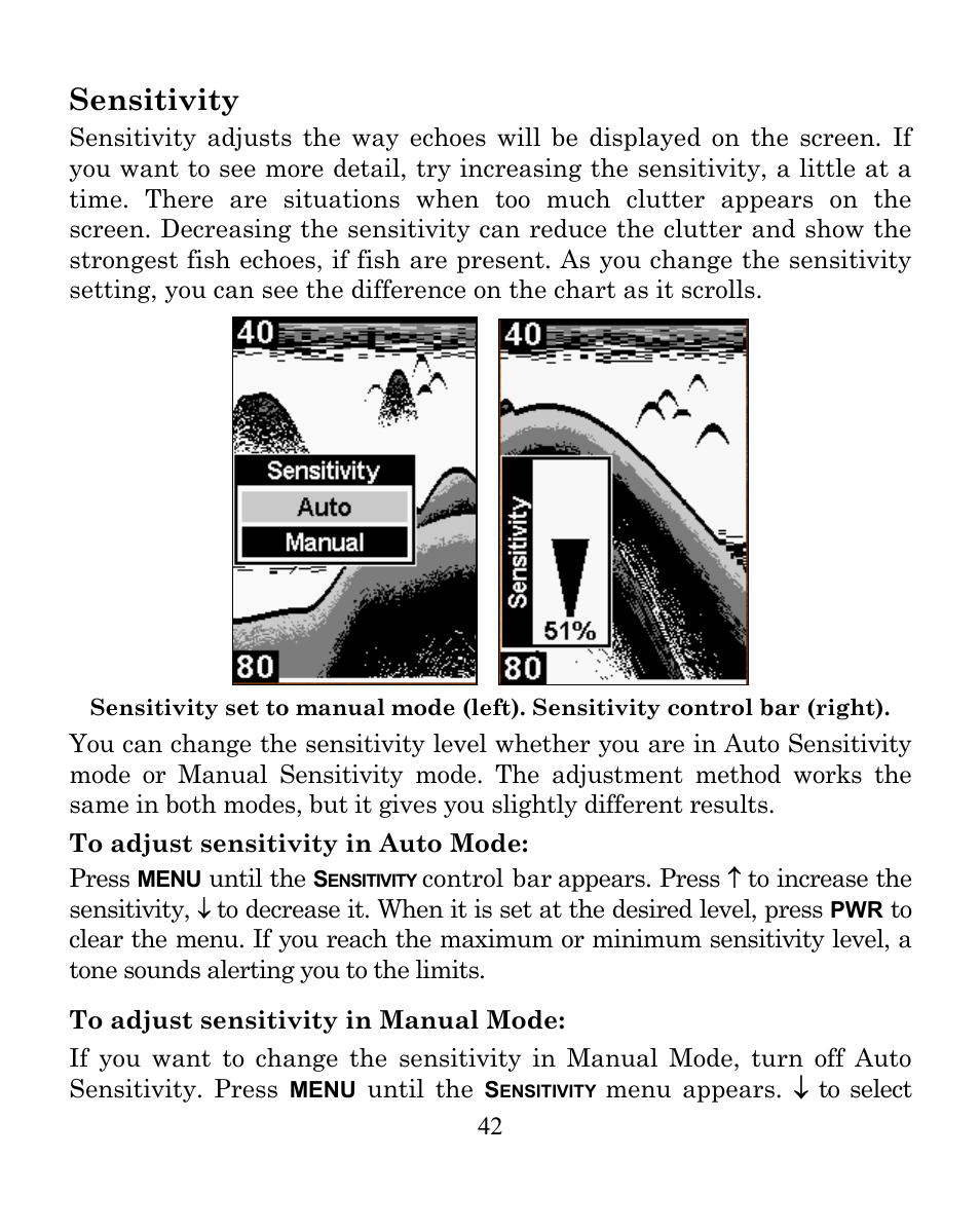 Sensitivity | Eagle Electronics CUDA 242 User Manual | Page 46 / 72