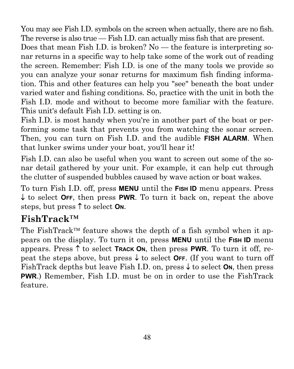 Fishtrack | Eagle Electronics CUDA 242 User Manual | Page 52 / 72