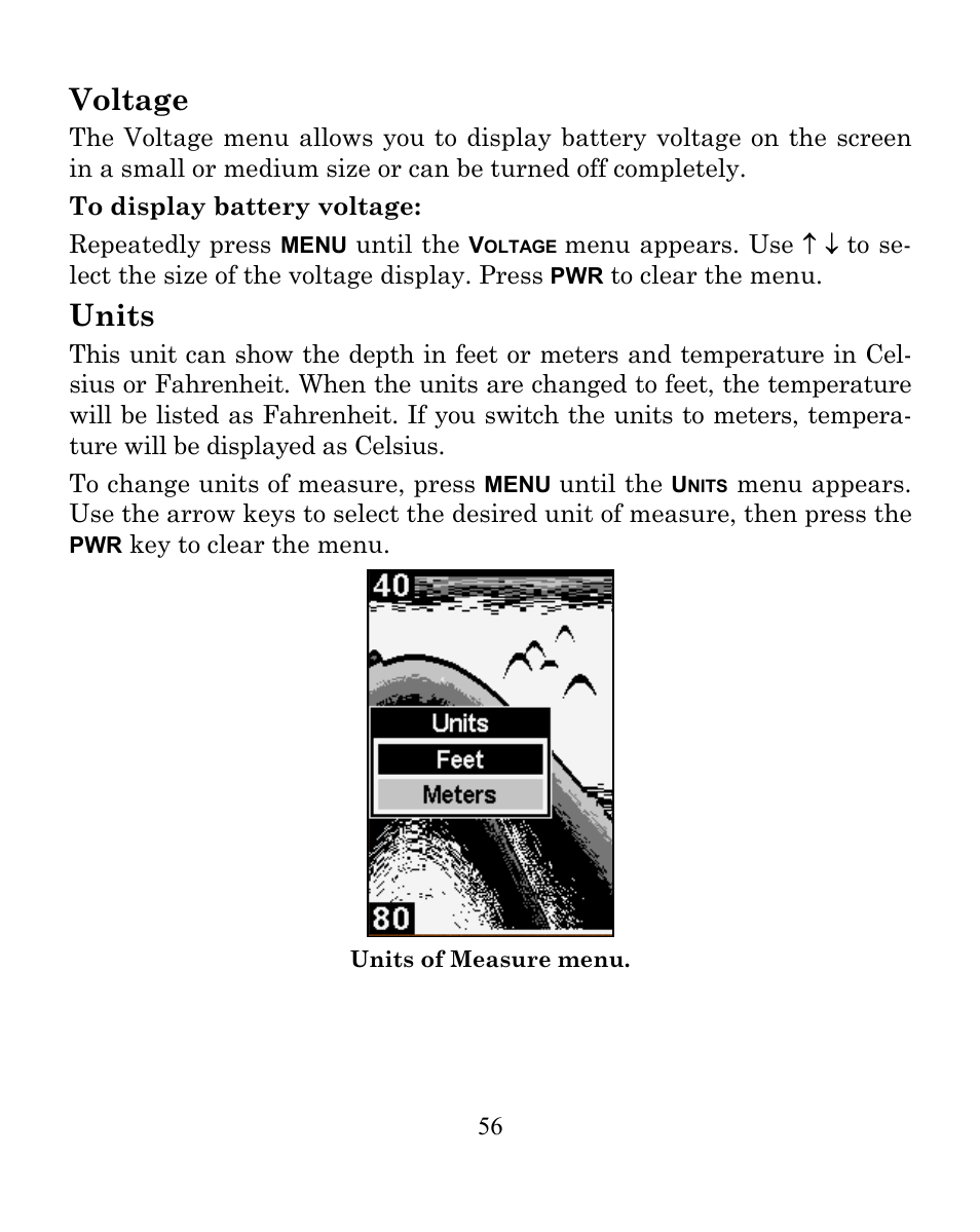 Voltage, Units | Eagle Electronics CUDA 242 User Manual | Page 60 / 72