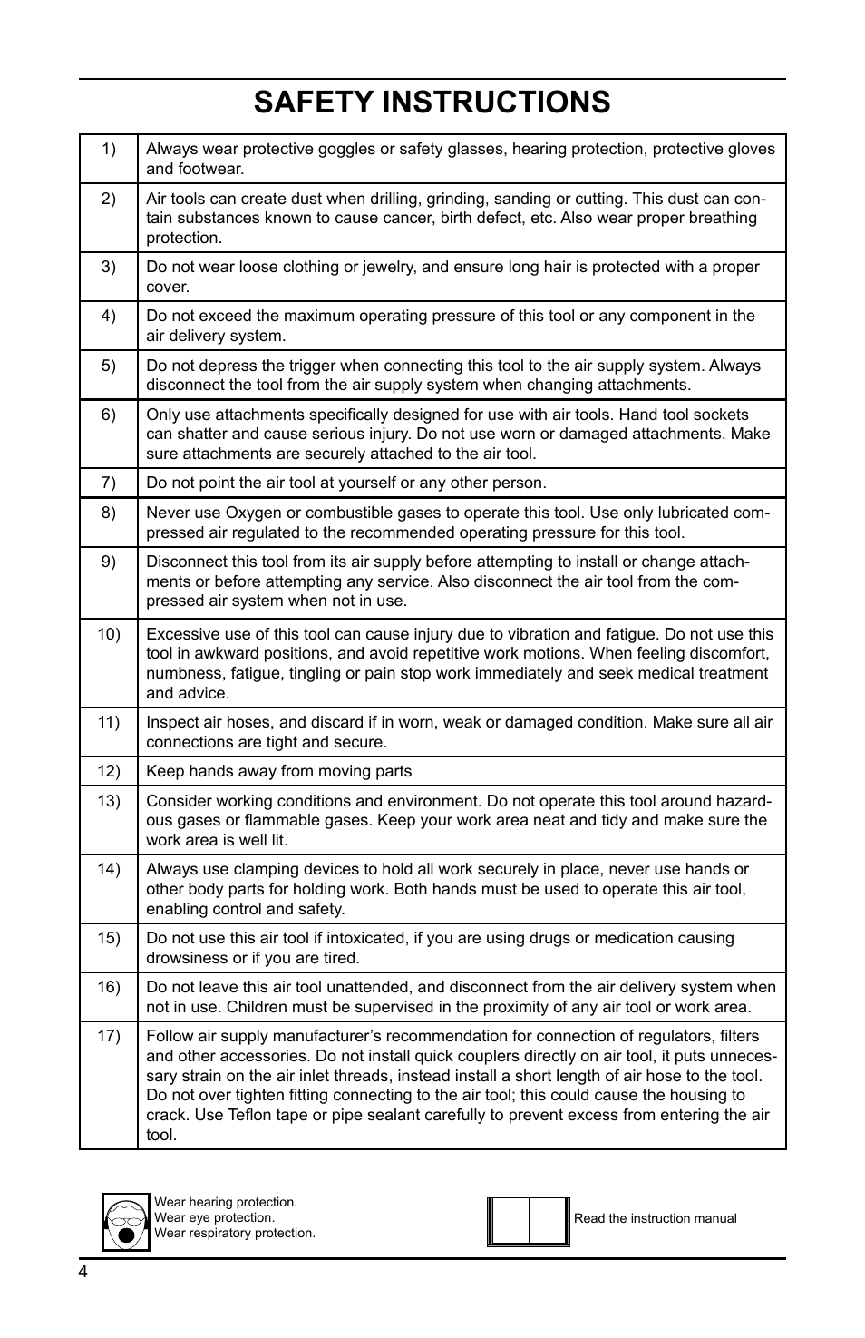 Safety instructions | Eagle Pump & Compressor EGA200 User Manual | Page 4 / 8