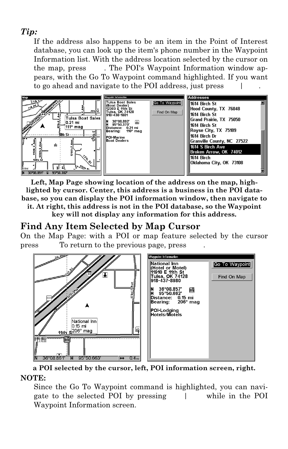 Find any item selected by map cursor | Eagle Electronics IntelliMap 480 User Manual | Page 104 / 128