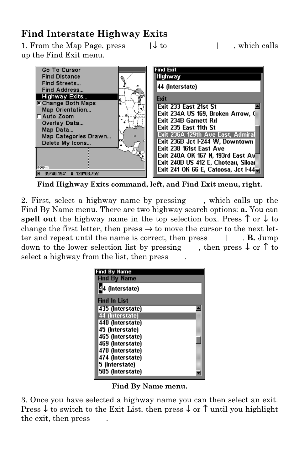 Find interstate highway exits | Eagle Electronics IntelliMap 480 User Manual | Page 105 / 128