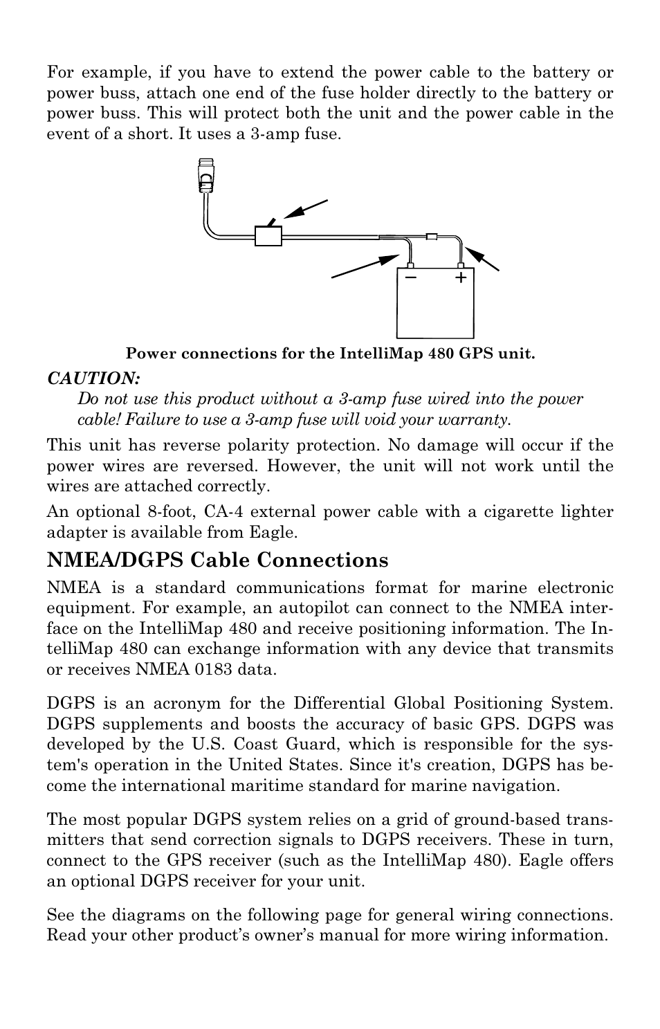 Nmea/dgps cable connections | Eagle Electronics IntelliMap 480 User Manual | Page 19 / 128