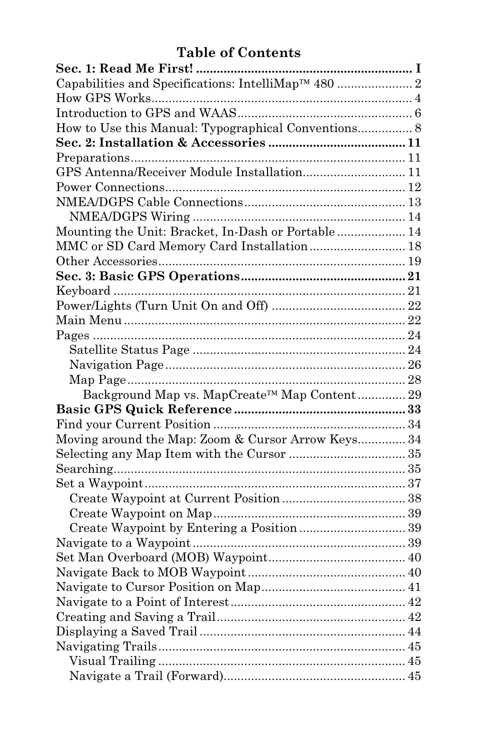 Eagle Electronics IntelliMap 480 User Manual | Page 3 / 128