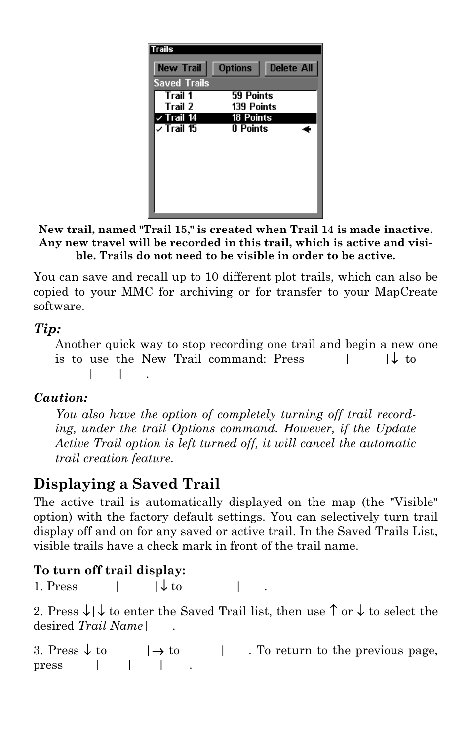 Displaying a saved trail | Eagle Electronics IntelliMap 480 User Manual | Page 50 / 128