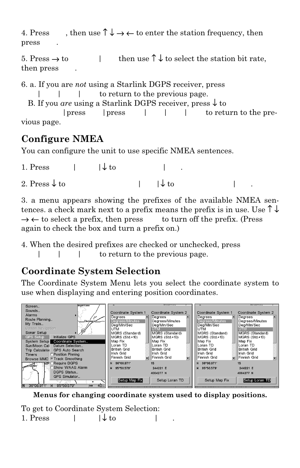 Configure nmea, Coordinate system selection | Eagle Electronics IntelliMap 480 User Manual | Page 75 / 128
