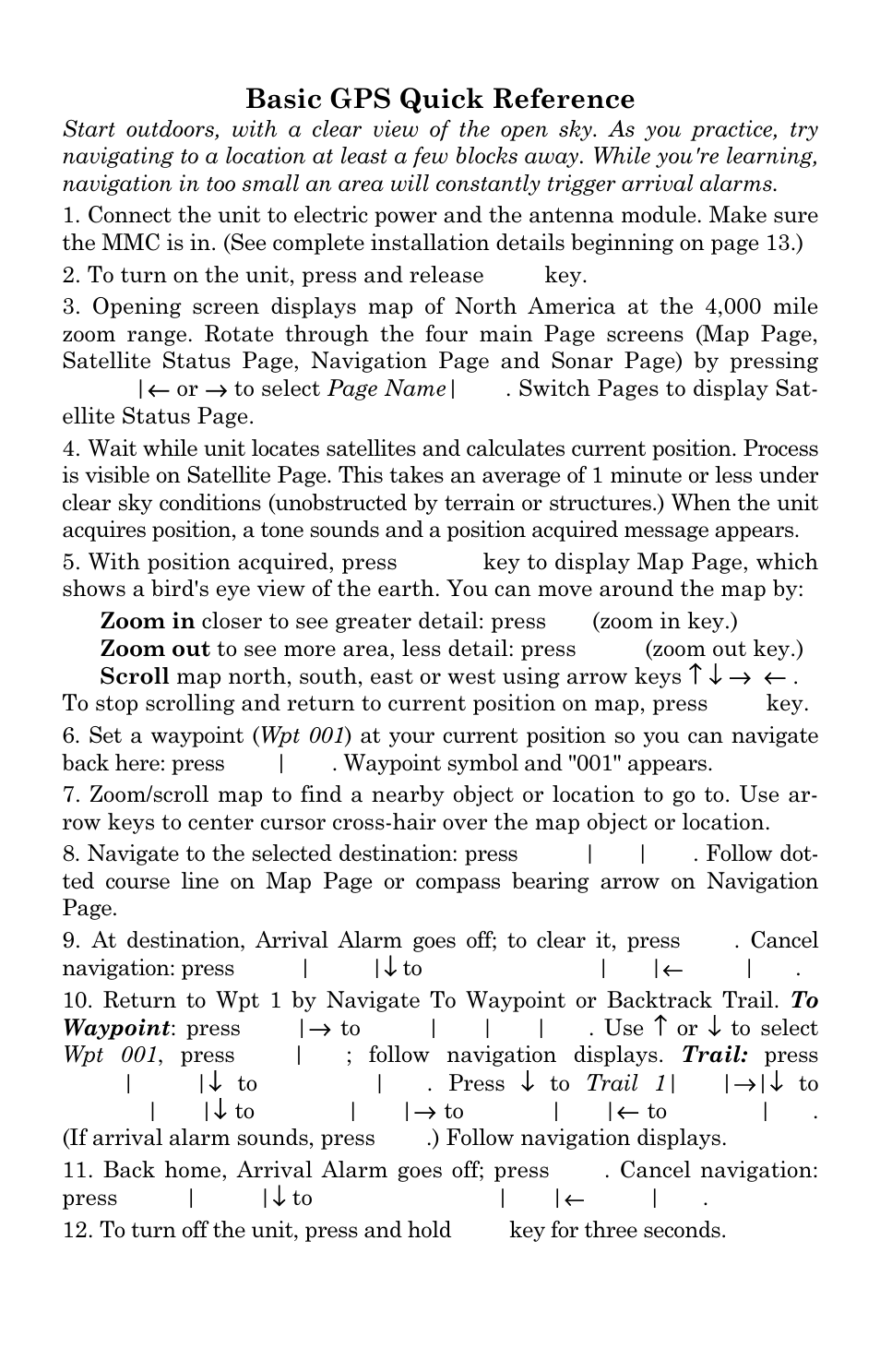 Basic gps quick reference | Eagle Electronics FishElite User Manual | Page 111 / 200