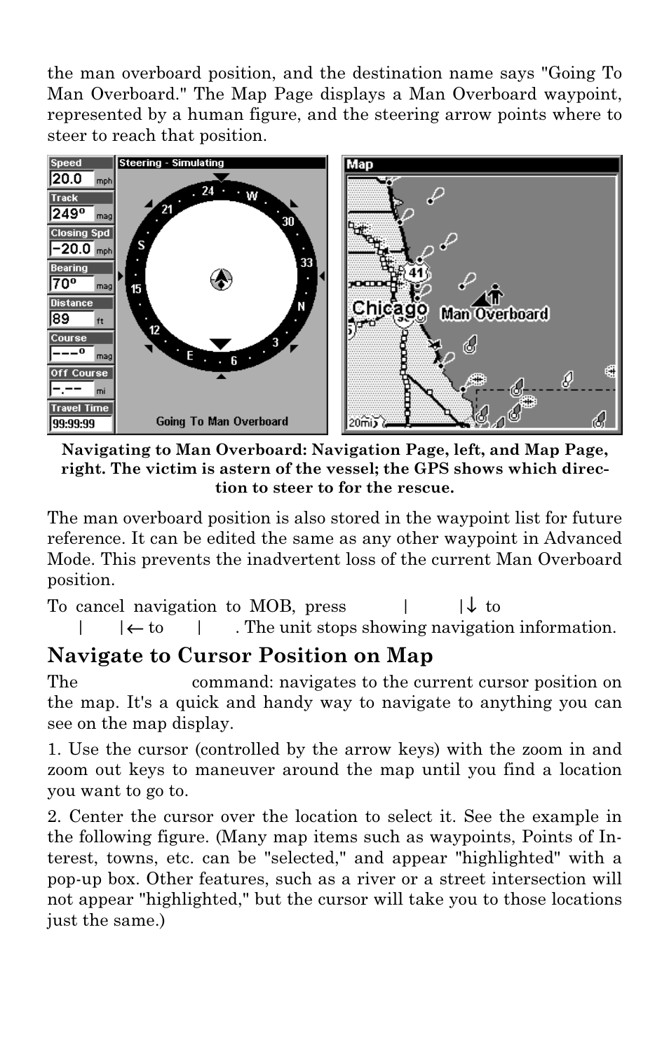 Navigate to cursor position on map | Eagle Electronics FishElite User Manual | Page 119 / 200