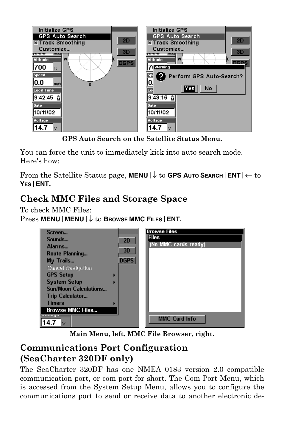 Check mmc files and storage space | Eagle Electronics FishElite User Manual | Page 145 / 200