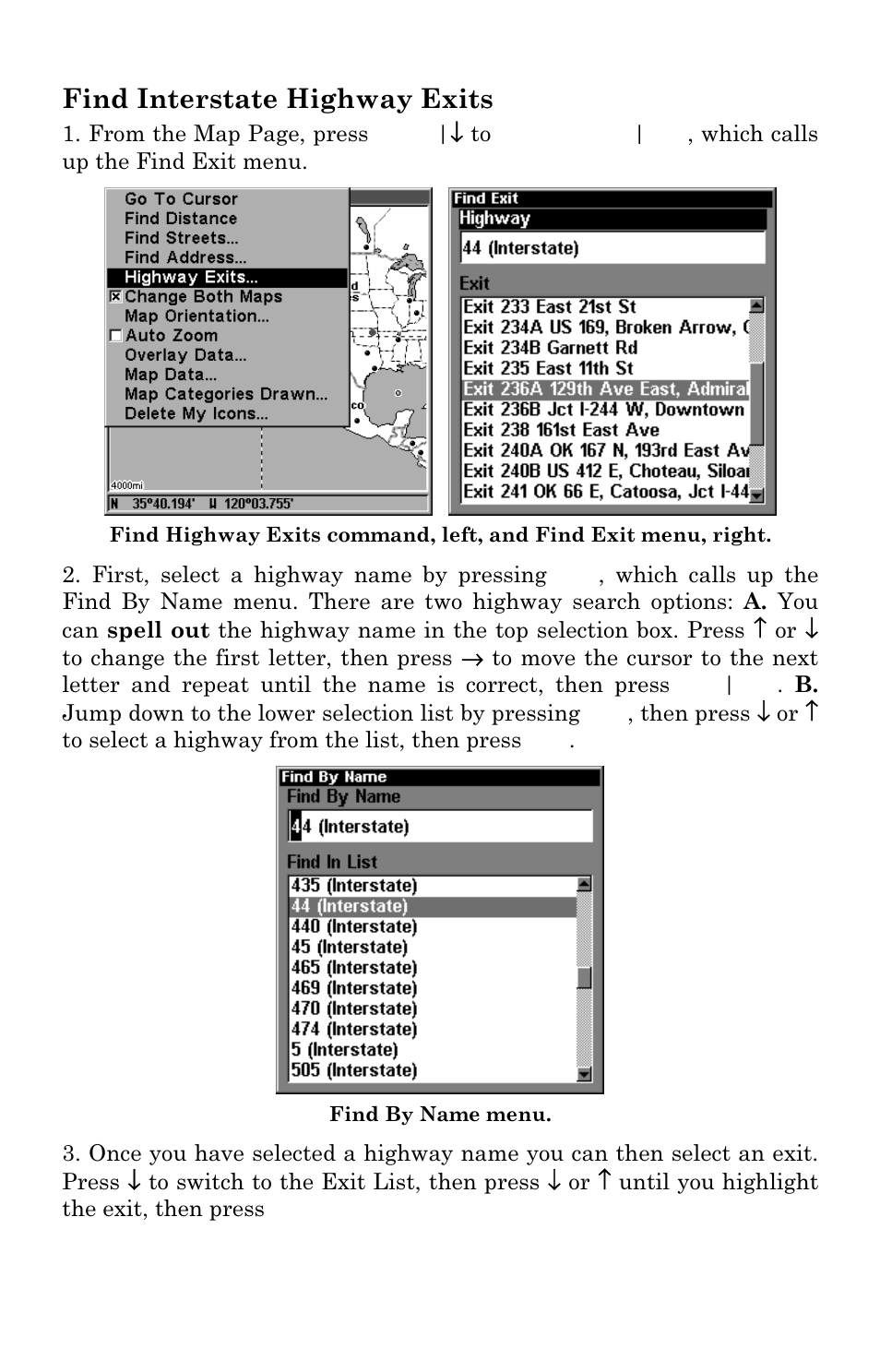 Find interstate highway exits | Eagle Electronics FishElite User Manual | Page 177 / 200
