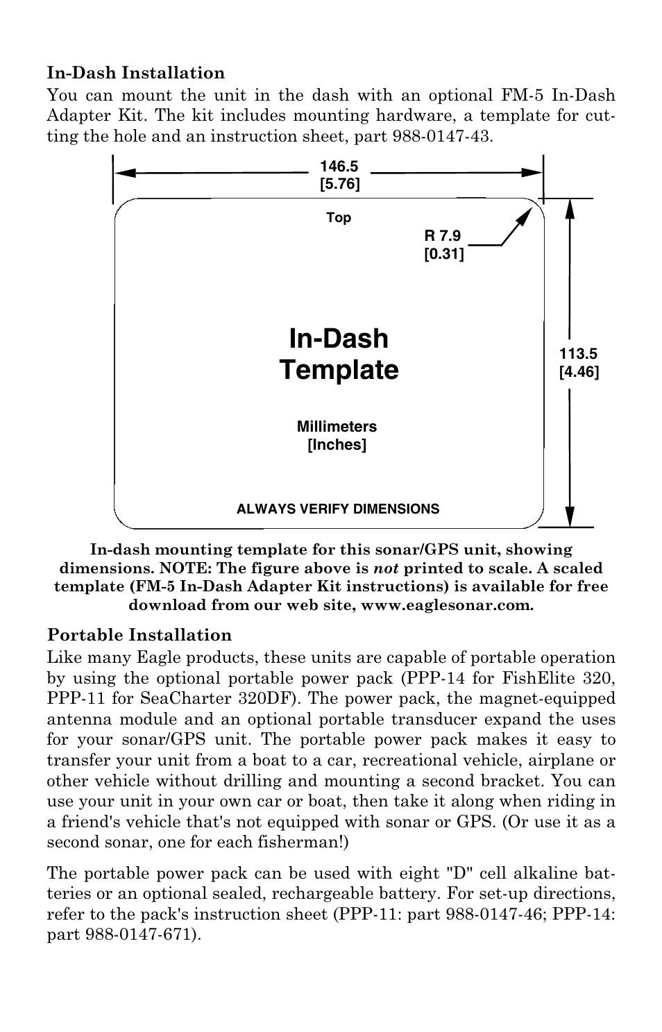 In-dash template | Eagle Electronics FishElite User Manual | Page 45 / 200