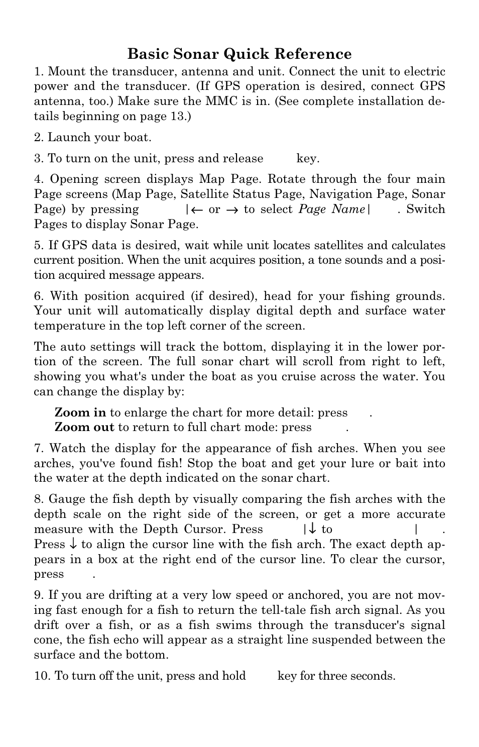 Basic sonar quick reference | Eagle Electronics FishElite User Manual | Page 57 / 200