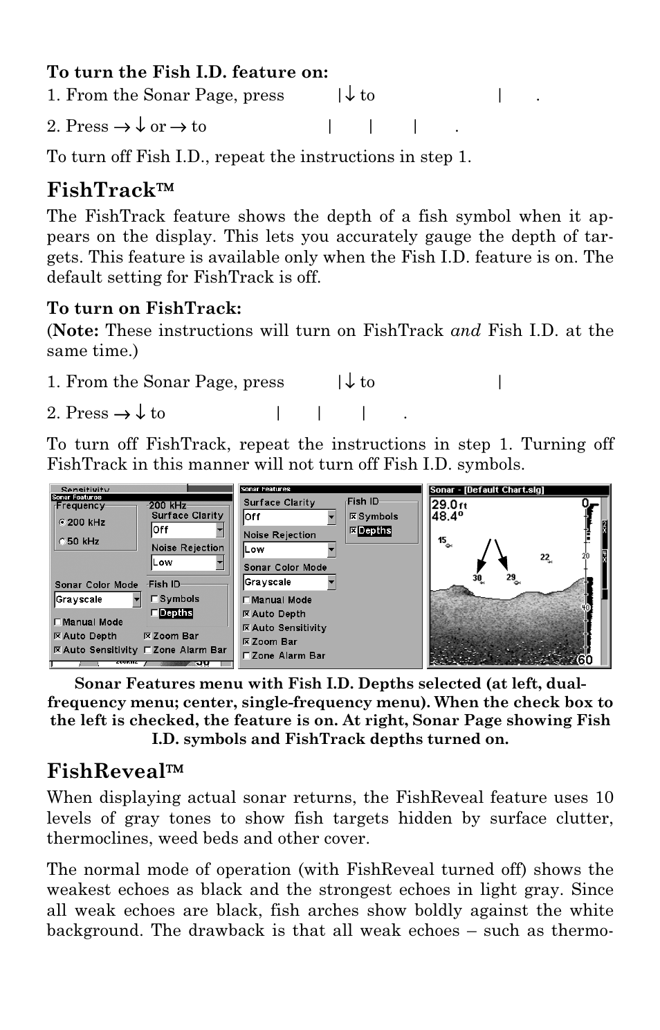 Fishtrack, Fishreveal | Eagle Electronics FishElite User Manual | Page 72 / 200