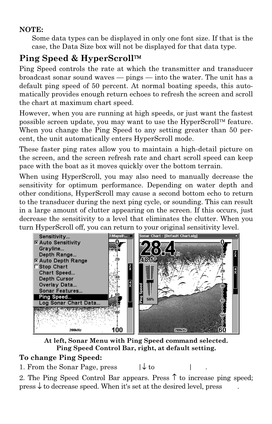 Ping speed & hyperscroll | Eagle Electronics FishElite User Manual | Page 80 / 200