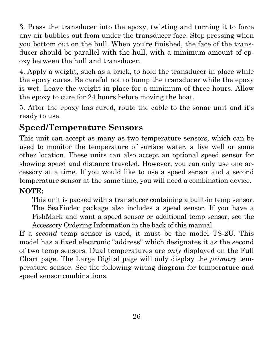 Speed/temperature sensors | Eagle Electronics FISHMARK 640C User Manual | Page 32 / 108