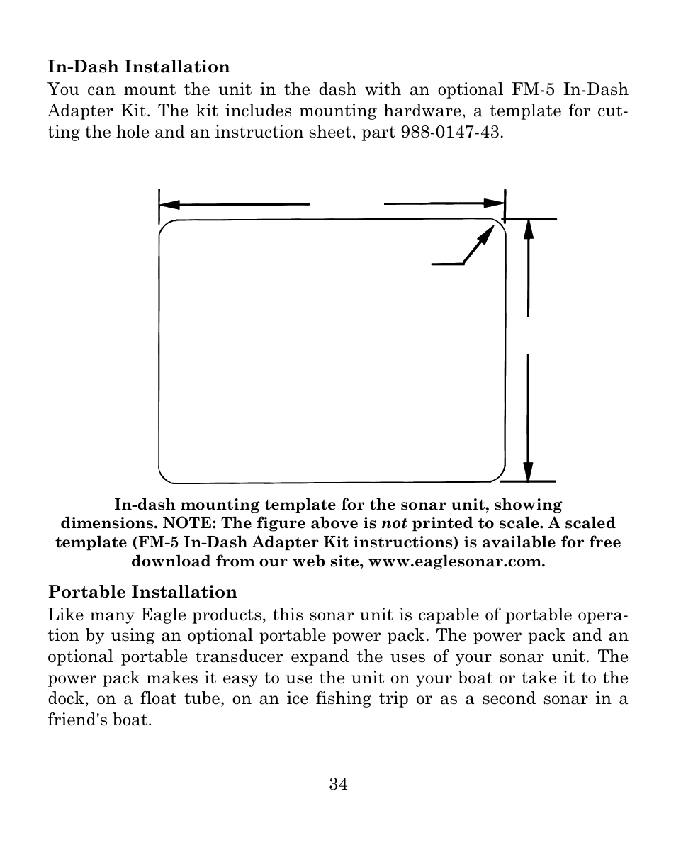 In-dash template | Eagle Electronics FISHMARK 640C User Manual | Page 40 / 108