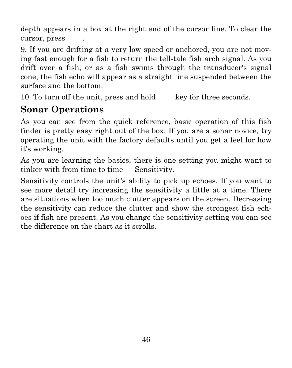 Sonar operations | Eagle Electronics FISHMARK 640C User Manual | Page 52 / 108