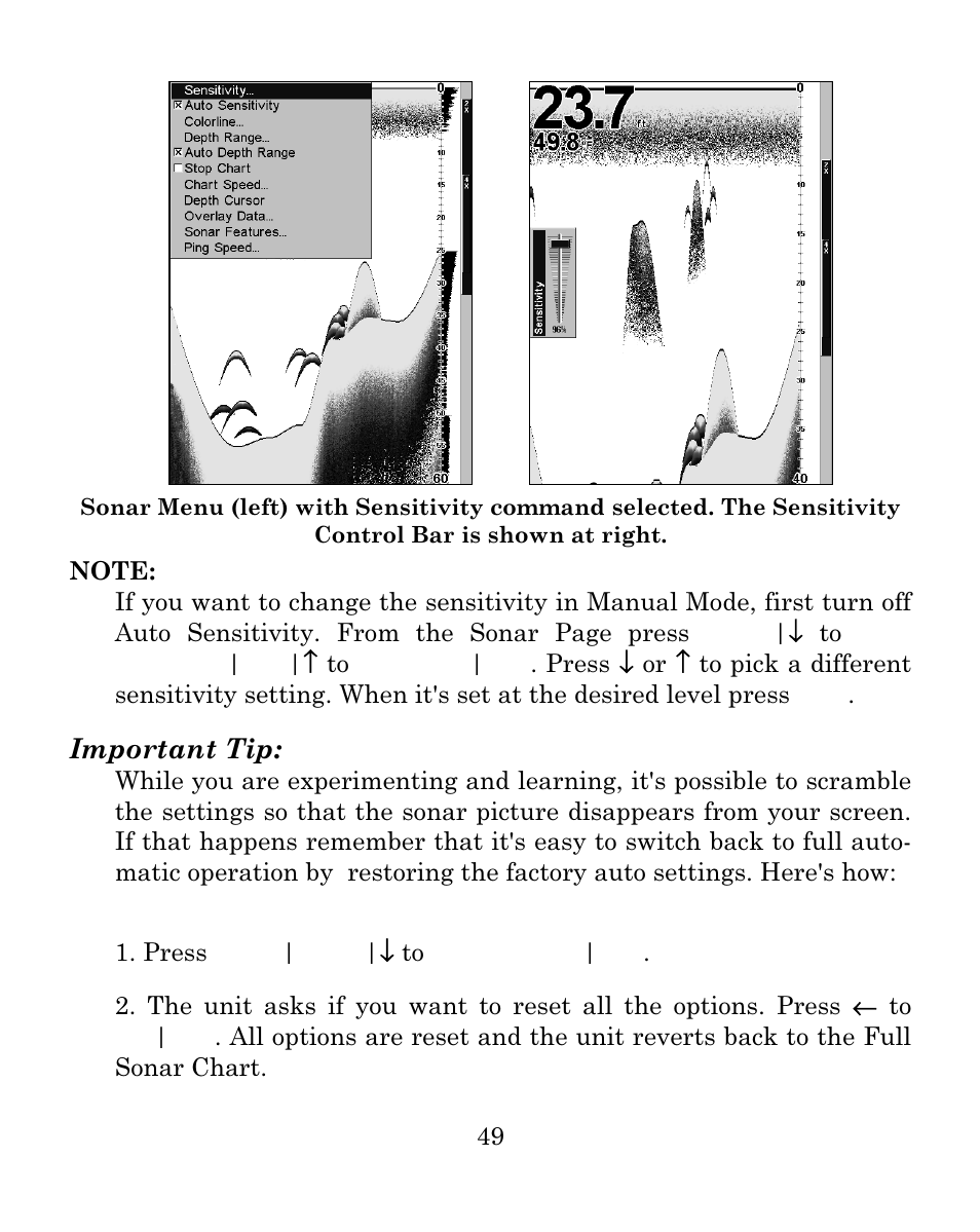 Important tip | Eagle Electronics FISHMARK 640C User Manual | Page 55 / 108
