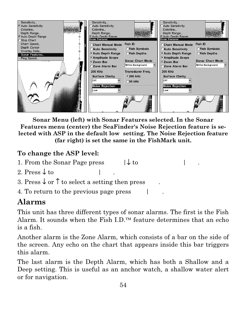 Alarms | Eagle Electronics FISHMARK 640C User Manual | Page 60 / 108