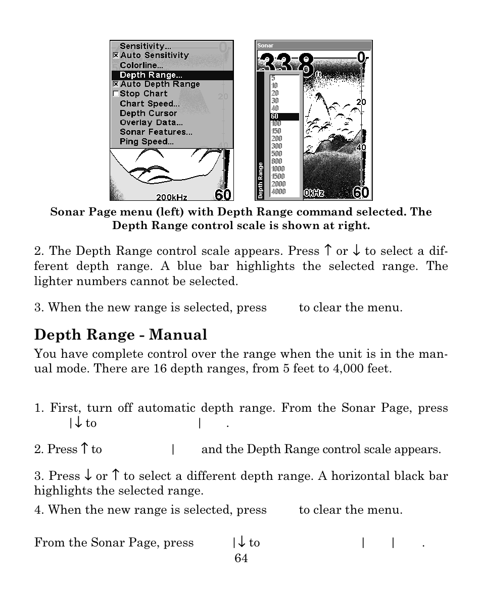 Depth range - manual | Eagle Electronics FISHMARK 640C User Manual | Page 70 / 108
