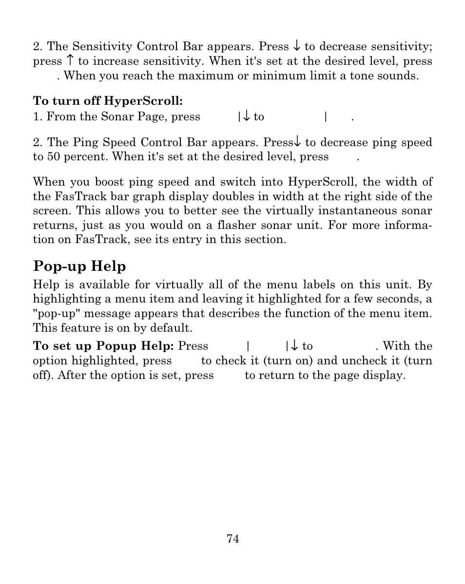 Pop-up help | Eagle Electronics FISHMARK 640C User Manual | Page 80 / 108