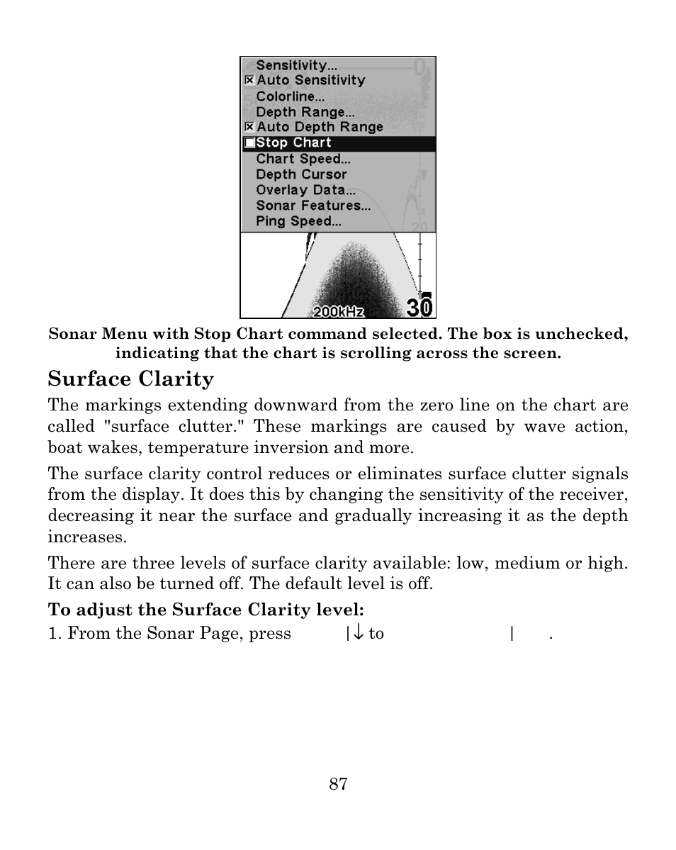 Surface clarity | Eagle Electronics FISHMARK 640C User Manual | Page 93 / 108