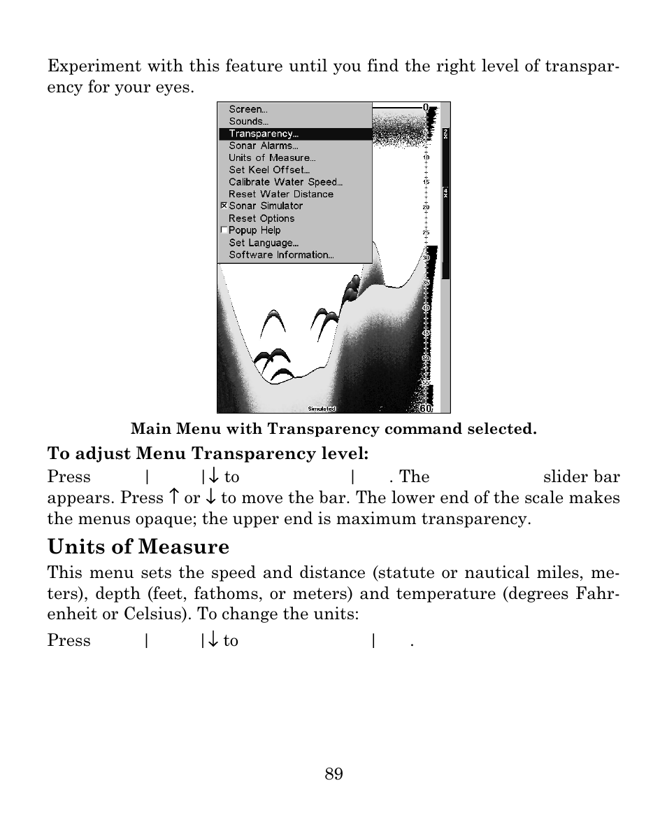 Units of measure | Eagle Electronics FISHMARK 640C User Manual | Page 95 / 108