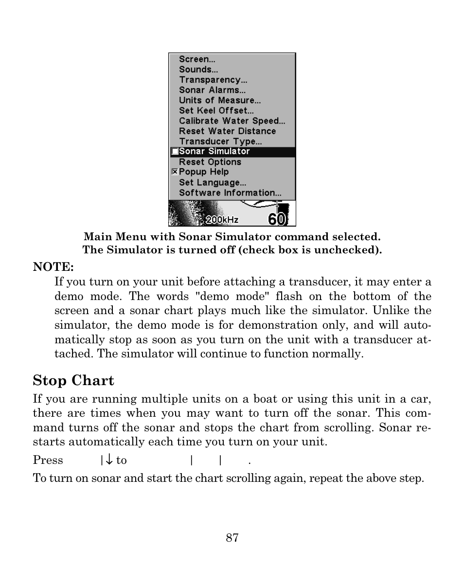 Stop chart | Eagle Electronics SEAFINDER 500C User Manual | Page 93 / 112