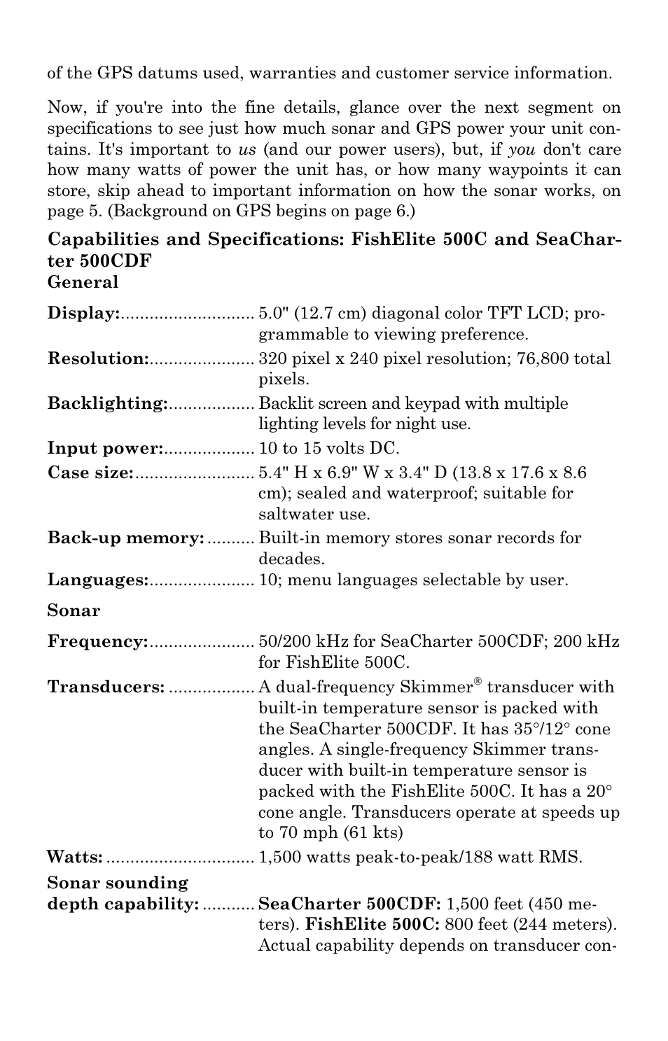 Eagle Electronics 500C User Manual | Page 11 / 204