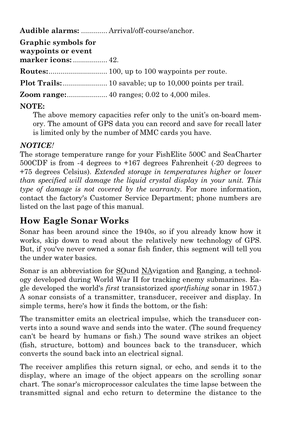 How eagle sonar works | Eagle Electronics 500C User Manual | Page 13 / 204