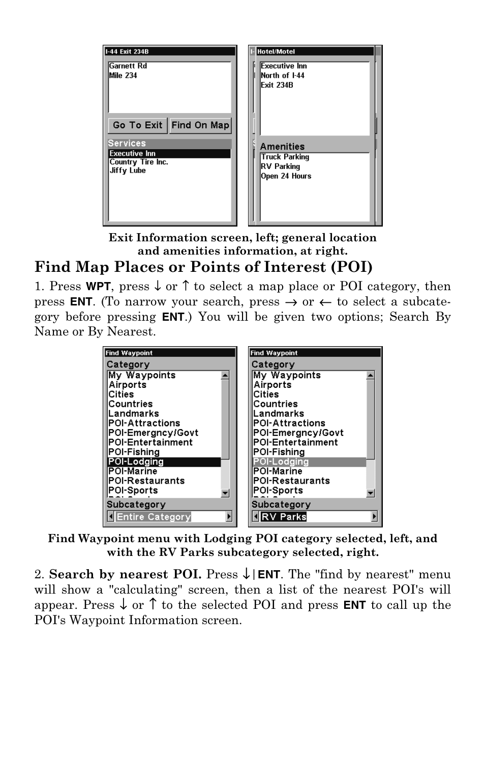 Find map places or points of interest (poi) | Eagle Electronics 500C User Manual | Page 184 / 204